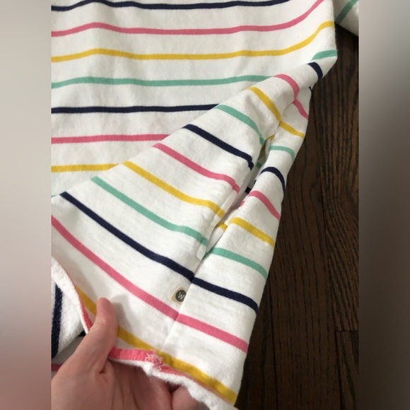 WoolOvers Women’s S Organic Cotton White Striped 1/4 Zip Pullover w/Pockets -EUC - Picture 7 of 11